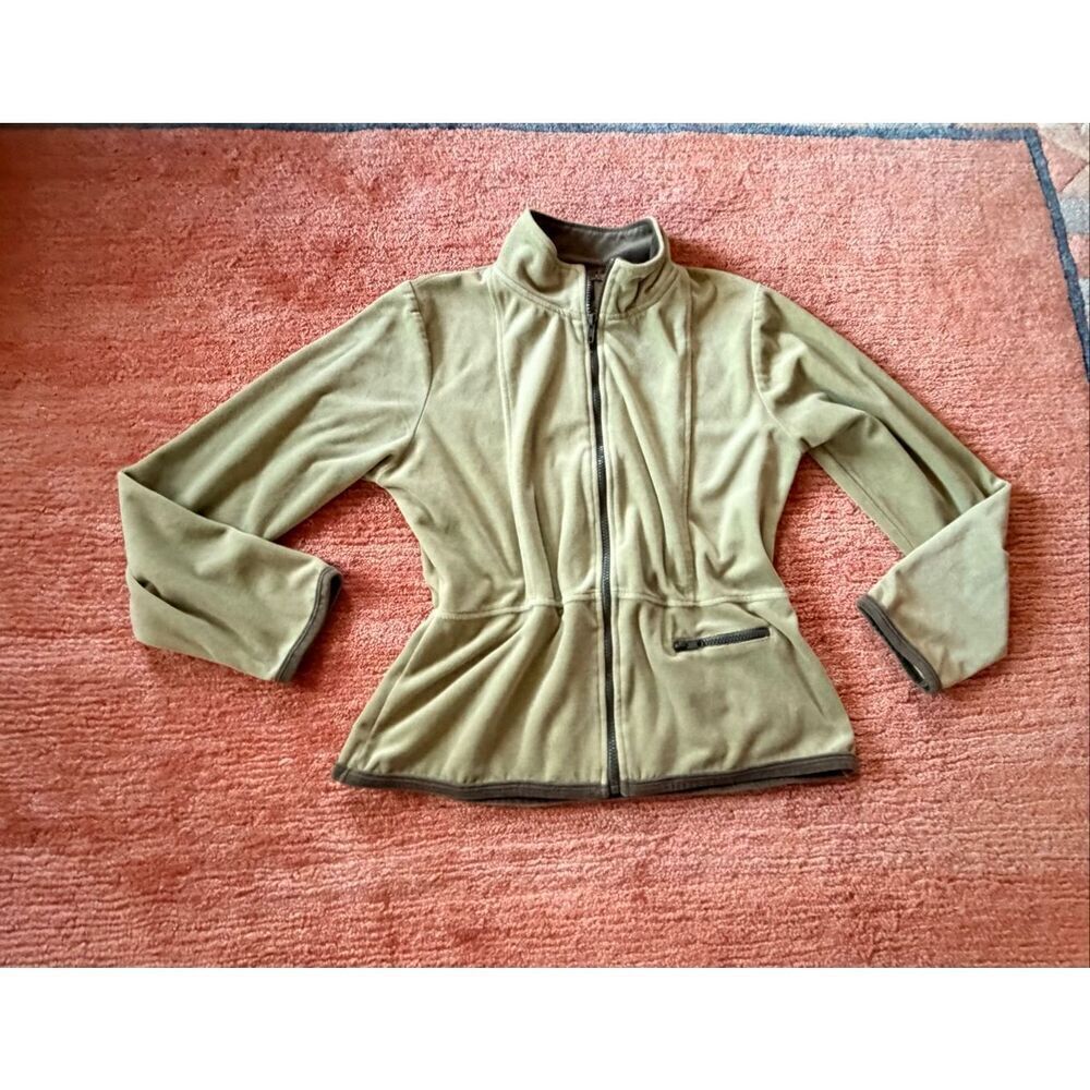 Mirror Image Sage Green Zip Jacket Cozy Cotton Blend Lounge Size M